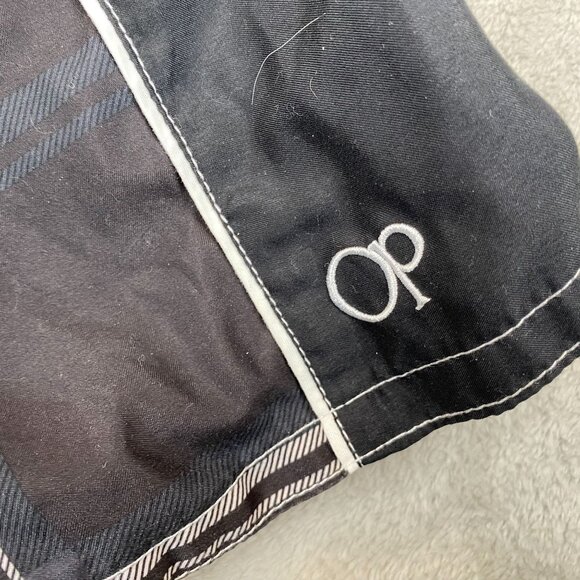 Op Mens Board Shorts Size M (32-34) Black Plaid Polyester Blend Op Logo - Picture 3 of 6
